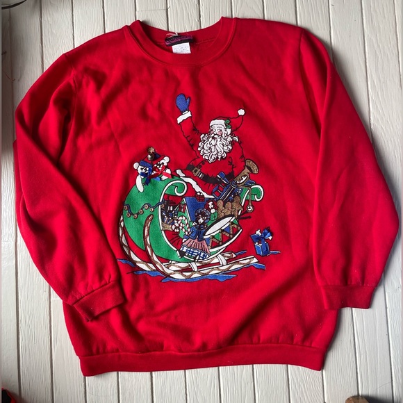 Vintage Santa Sz Small Andover Unisex Ugly Christmas Sweatshirt - Picture 2 of 9